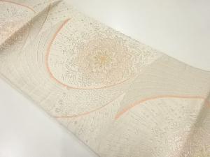 孔雀羽根に華紋模様織出し袋帯